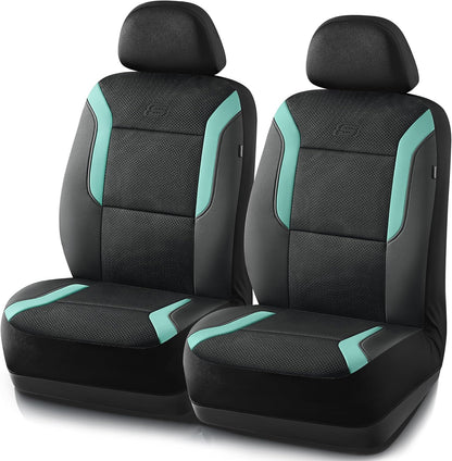 Skechers Memory Foam Seat Covers, Air Cool Mesh Thick Car Seat Covers, Car Seat Covers Front Seats Airbag Compatible, Universal Automotive Comfort for Most Cars, Vans, Trucks, SUV,Black