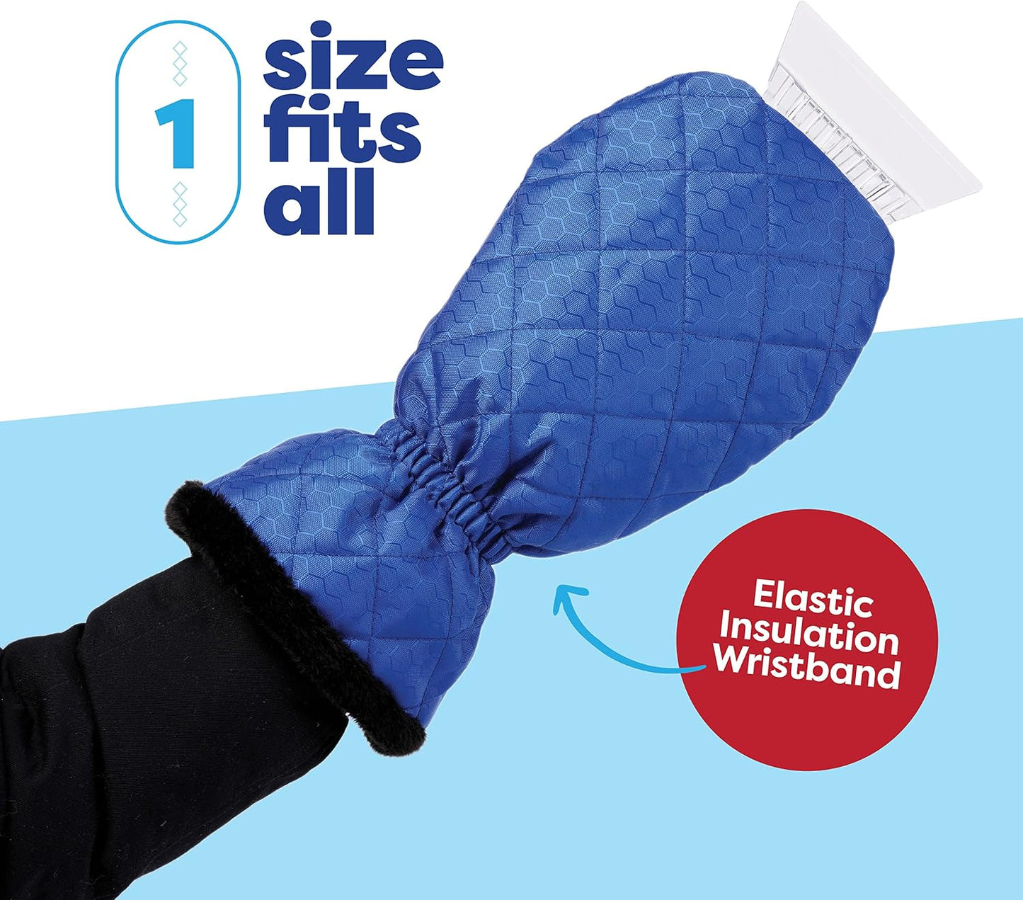 SCRUBIT Ice Scraper with Glove - Car Windshield Scraper for Ice and Snow w/Fleece Mitt - Quickly Scrape and Remove Snow While Staying Warm - Waterproof & Windproof - Car Scraper Snow Brush (Black)