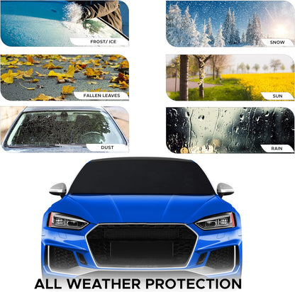 EcoNour Windshield Cover for Ice and Snow - Universal Fit for Car, SUV, Truck, Heavy Duty 600D Oxford Fabric Frost Protector for Ice & Sleet, Includes Anti-Theft Straps, Medium (69"x42")