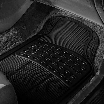 FH Group Automotive Floor Mats Solid ClimaProof for all weather protection Universal Fit Trimmable Heavy Duty fits most Cars, SUVs, and Trucks, 3pc Full Set Black