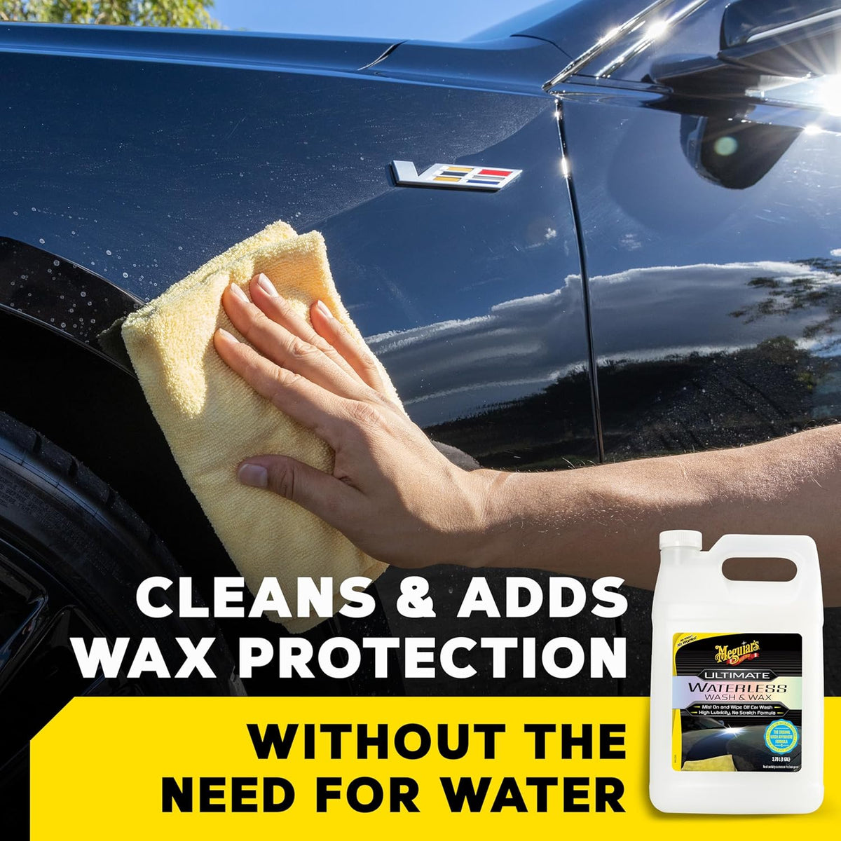 Meguiar's Ultimate Waterless Wash & Wax, Scratch-Free Waterless Car Cleaning Spray That Makes Detailing Quick and Easy, 2-in-1 Cleaner and Protection to Help Your Ride Shine, 26 Oz