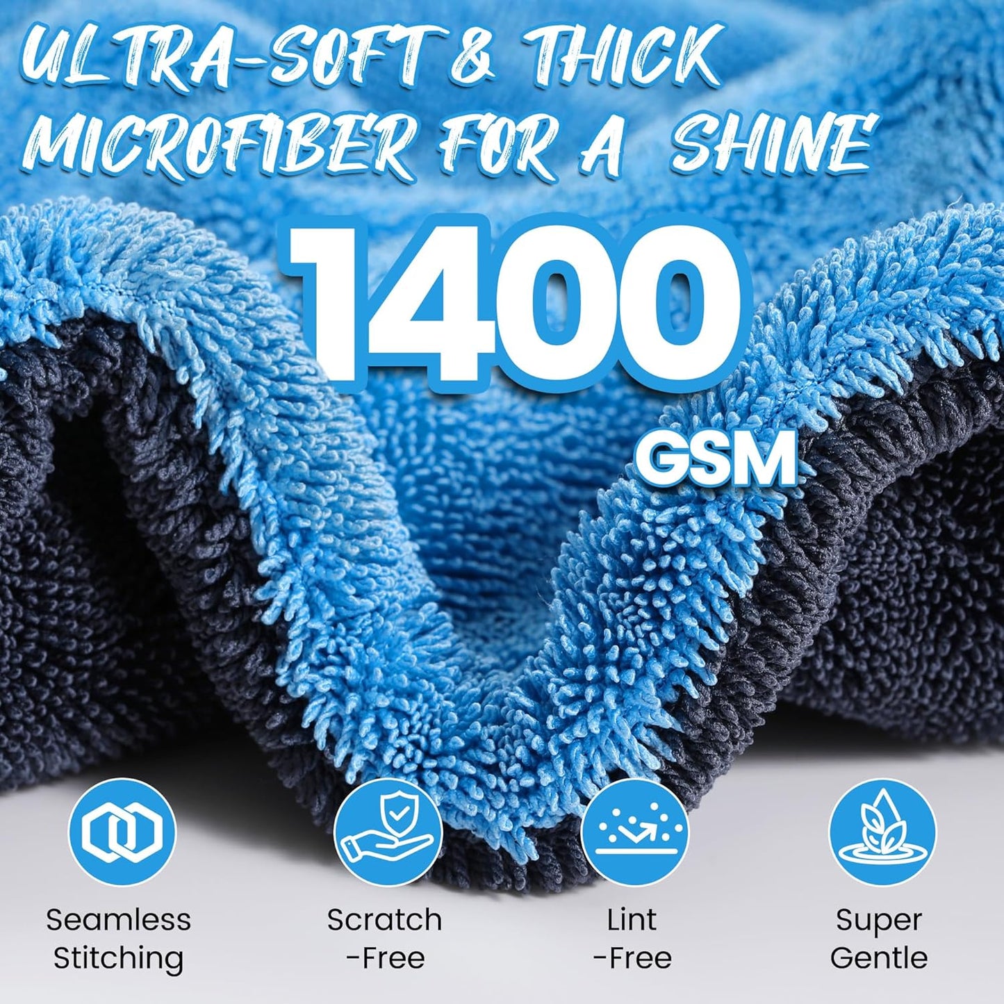 PUGPIU Microfiber Car Drying Towel Extra Large Super Absorbent 48"X24", 1400 GSM Flash Detail Car Wash Drying Towel Edgeless with Two Sided Soft Twisted-Loop, No Water Spots Streaks for Cars (Green)