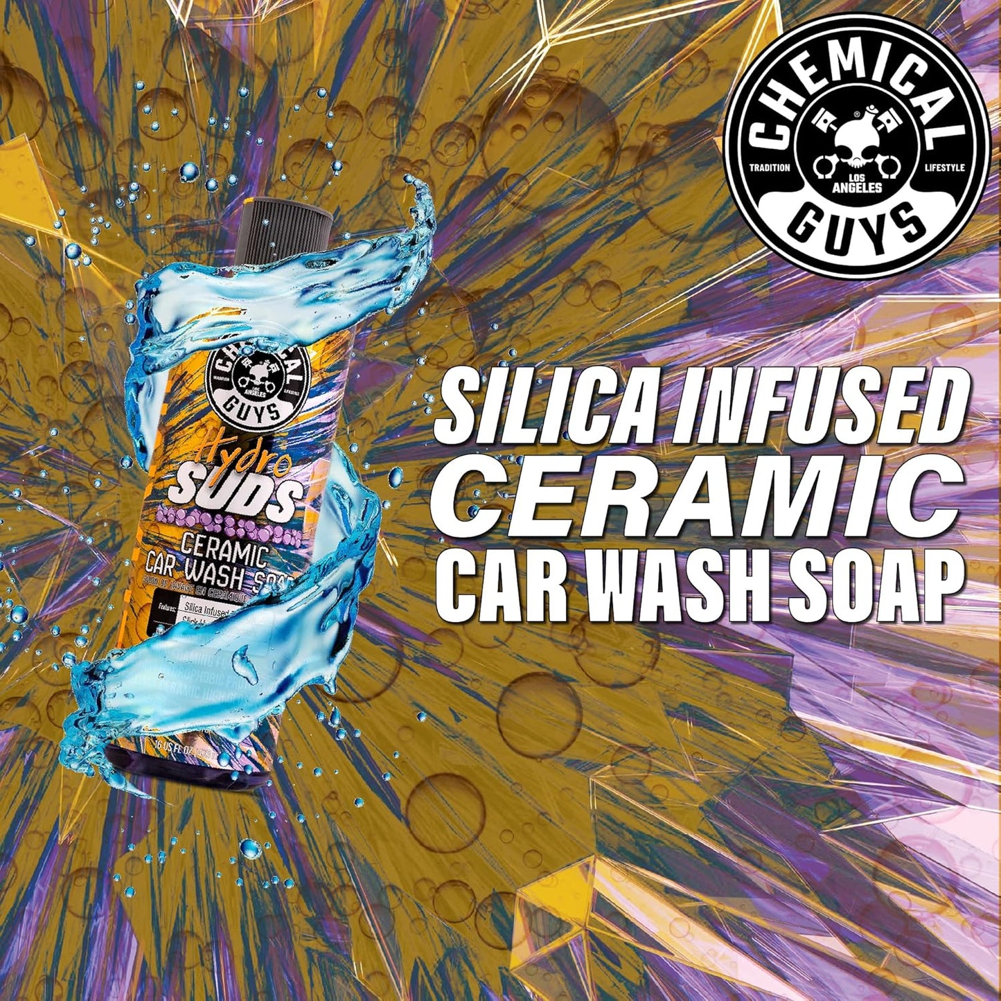 Chemical Guys HydroSuds Ceramic, Shine High Foaming Car Wash Soap - Foam Cannon Soap, Works with Foam Guns or Bucket Washes for Cars, Trucks, Motorcycles, RVs, and More, Berry Scent - 16 oz