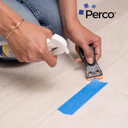 Perco Glue Off Adhesive Sticker Remover 3.3 fl. oz & Scraper with Plastic Razor for Removing Labels (Adhesive Sticker Remover & Scraper w/Plastic Razor)