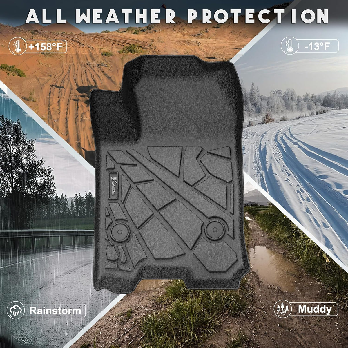 KARPAL Floor Mats for 2007-2013 Chevy Silverado & GMC Sierra 1500 Crew Cab / 2007-2014 2500/3500 HD(Footwell Coverage), All-Weather TPE Custom Fit Floor Liners Car Accessories