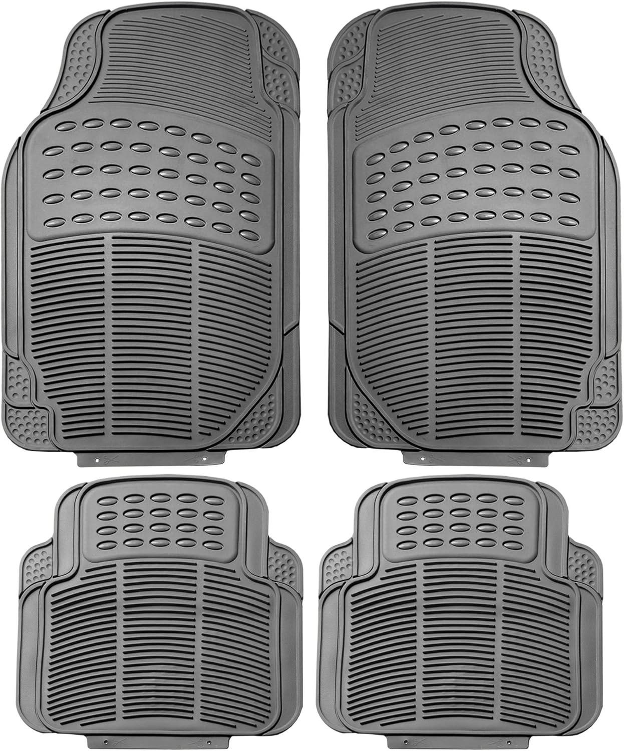 FH Group Automotive Floor Mats Solid ClimaProof for all weather protection Universal Fit Trimmable Heavy Duty fits most Cars, SUVs, and Trucks, 3pc Full Set Black