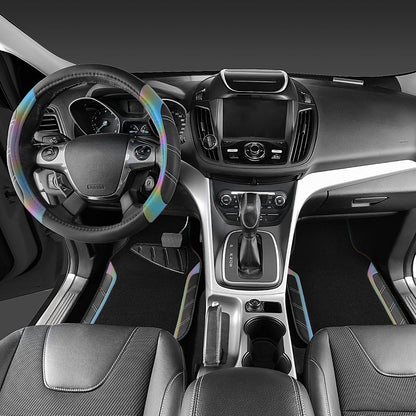 CAR PASS Air Mesh Leather Car Seat Covers Full Set, Waterproof Car Floor Mats, Sporty Steering Wheel Cover 14.5-15in, Universal Fits for 95% Cars Truck SUV (Black and Blue)