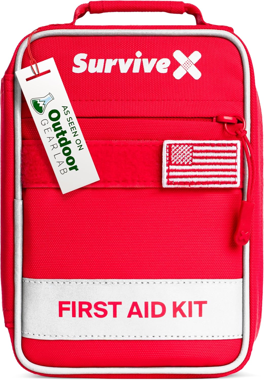 SurviveX Small First Aid Kit for Car, Travel & Home - Emergency Kit for Hiking, Camping, Backpacking and Outdoors - Includes Zip Stitch Wound Closure Strips