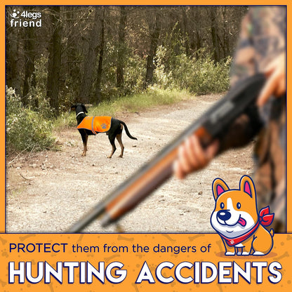 Safety Reflective Orange Vest - Side Release Buckles, High Visibility to Keep Your Dog Safe from Cars & Hunting Accidents