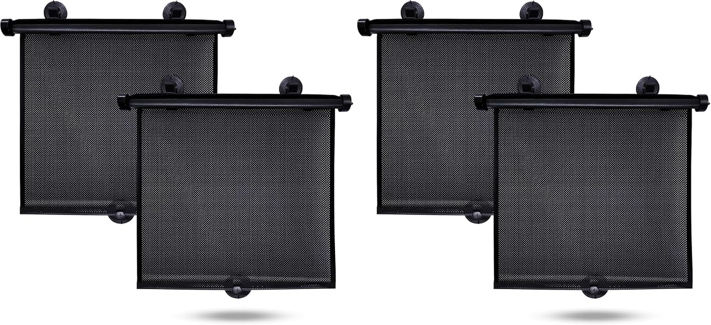 EcoNour Car Side Window Sun Shade (2 Pack) | Retractable Roller Sunshade for Kids | Baby Car Window Shades for UV and Sun Glare Protection | Baby Travel Accessories (15"x17")