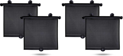 EcoNour Car Side Window Sun Shade (2 Pack) | Retractable Roller Sunshade for Kids | Baby Car Window Shades for UV and Sun Glare Protection | Baby Travel Accessories (15"x17")
