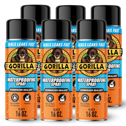 Gorilla Waterproofing Spray Clear, Flexible Rubberized Sealant Coating, Paintable UV Resistant, Seals Water Air Moisture, 14 oz (Pack of 1), for Roofs Gutters Skylights RVs Windows & More