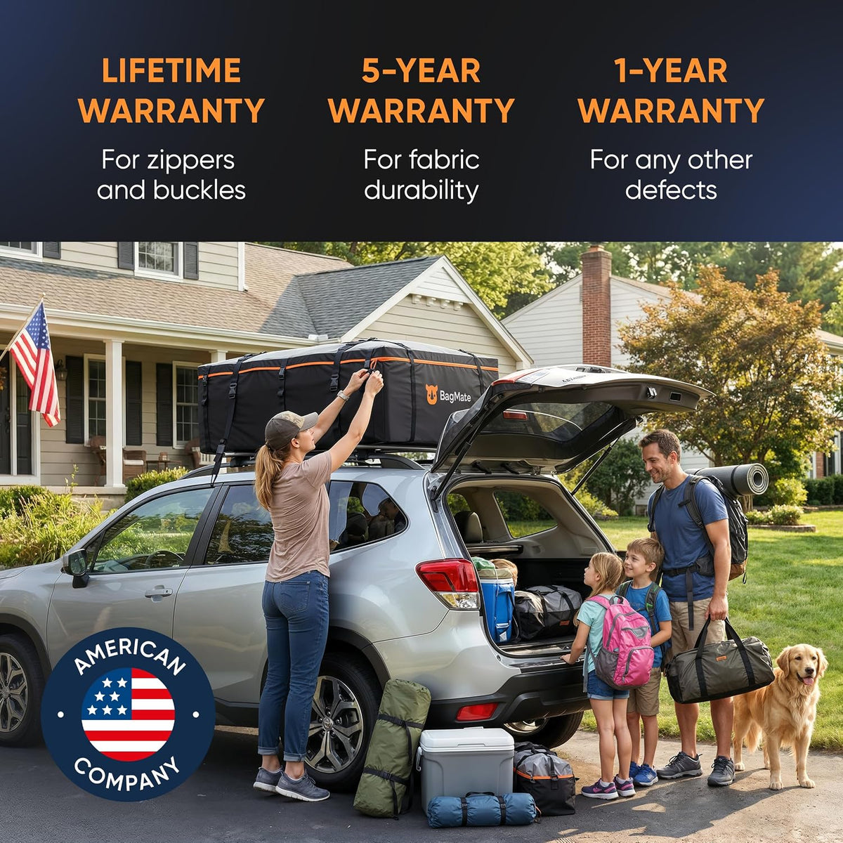 19 Cubic Feet Roof Bag – Safety Tested Heavy-Duty Waterproof Rooftop Cargo Carrier for All Cars & SUVs (with or Without Rack) – Includes Protective Mat & Storage Bag – Military-Grade 840D PVC