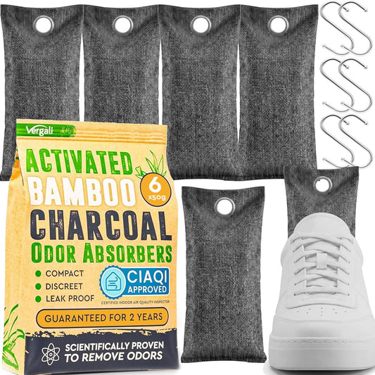 Activated Charcoal Odor Absorber for Strong Odors in Car, Closet, Shoe, Basement. 10 Activated Charcoal Bags Odor Absorbers for Home. Bamboo Charcoals Air Purifying Bag Charcoals Deodorizer Eliminator