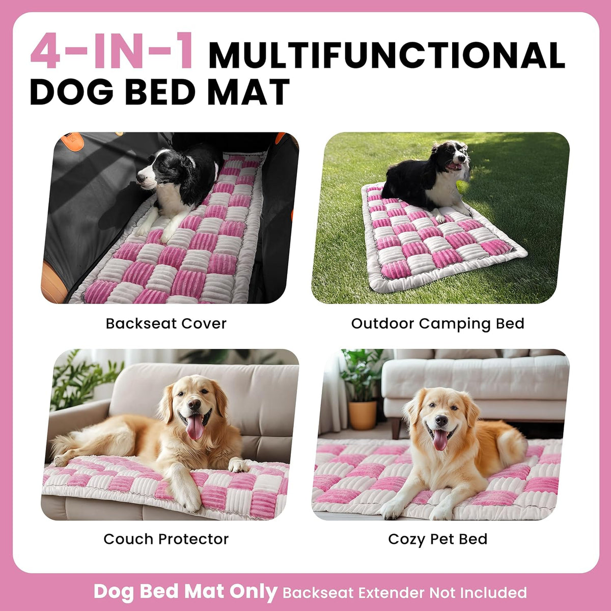 HiPetpy Backseat Dog Bed Mat for Car, Non-Slip Dog Bed for Car Back Seat, Soft & Cozy Dogs Blanket, Washable Travel Pet Mat Seat Protector for Cars, SUVs, Trucks