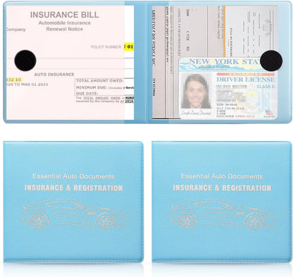 UYYE Car Registration and Insurance Card Holder, Vehicle Glove Box Car Organizer, Interior Car Accessories for Documents, Cards, License - 2 Pack