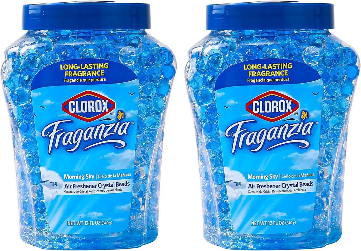 Clorox Fraganzia Crystal Beads Air Freshener, Long Lasting Room Deodorizer and Odor Eliminator Gel Beads to Freshen Home, Car, or Office, Fresh Ocean Breeze Scent, 12 Fl Oz