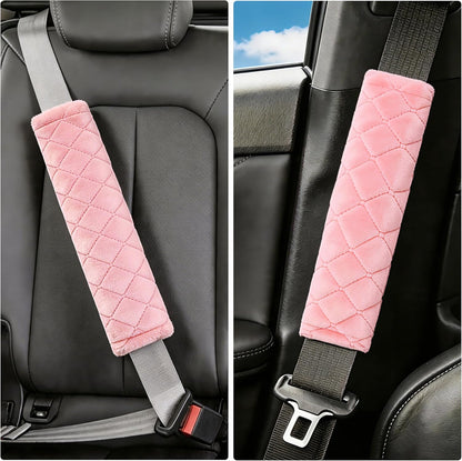 Amooca Soft Auto Seat Belt Cover Seatbelt Shoulder Pad 2 PCS for a More Comfortable Driving Compatible with All Cars and Backpack Black