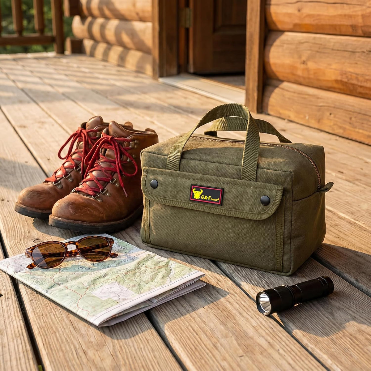 Waxed Canvas All Purpose Military Style Duffle Bag, Water-Resistant, Adjustable Strap, Fully Lined, Double Zipper Closure, heavy Duty, Olive Green