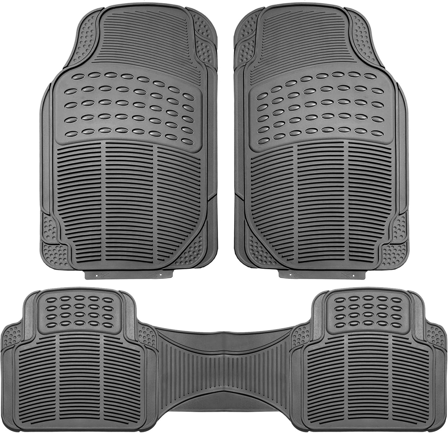 FH Group Automotive Floor Mats Solid ClimaProof for all weather protection Universal Fit Trimmable Heavy Duty fits most Cars, SUVs, and Trucks, 3pc Full Set Black