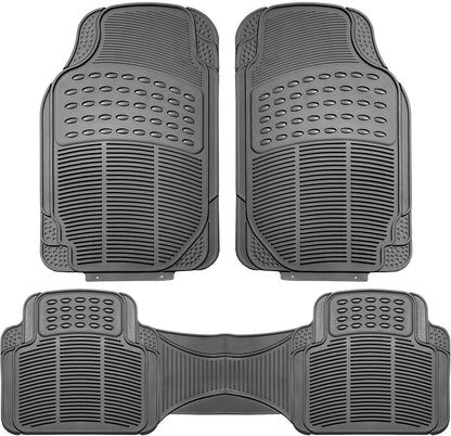 FH Group Automotive Floor Mats Solid ClimaProof for all weather protection Universal Fit Trimmable Heavy Duty fits most Cars, SUVs, and Trucks, 3pc Full Set Black