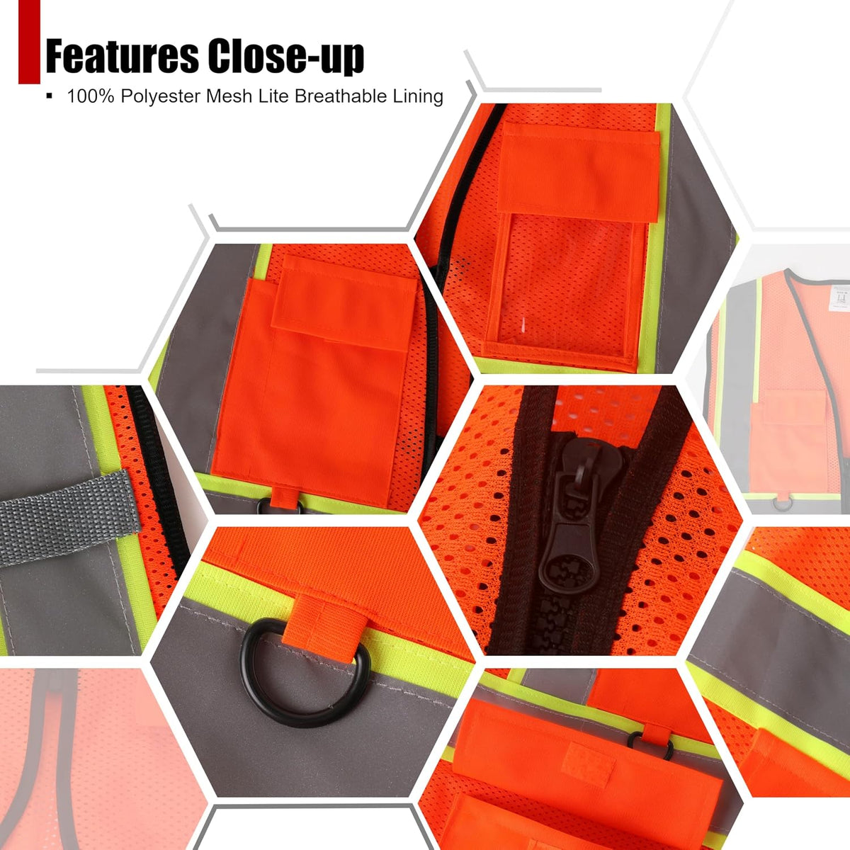 Safety Vest for Men Women Hi Vis Vest with Pockets Mesh High Visibility Vests Meets ANSI/ISEA Standards