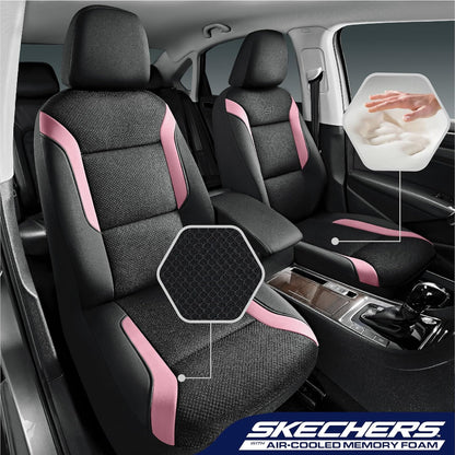 Skechers Memory Foam Seat Covers, Air Cool Mesh Thick Car Seat Covers, Car Seat Covers Front Seats Airbag Compatible, Universal Automotive Comfort for Most Cars, Vans, Trucks, SUV,Black