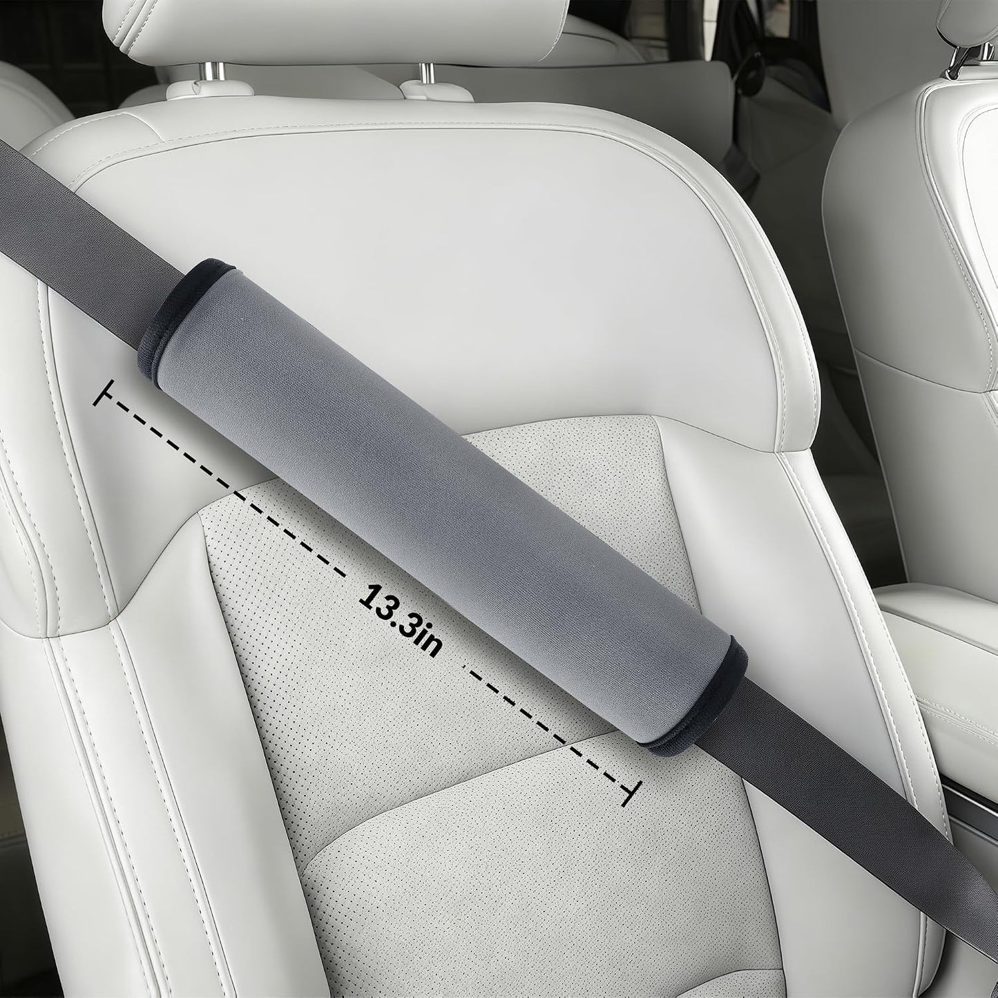 Extra Long Car Seat Belt Cover, 2Pack Waterproof Seatbelt Shoulder Pad for Comfortable Driving, Soft Seatbelt Strap Covers for Adults Kids Women & Men, Machine Washable, Grey