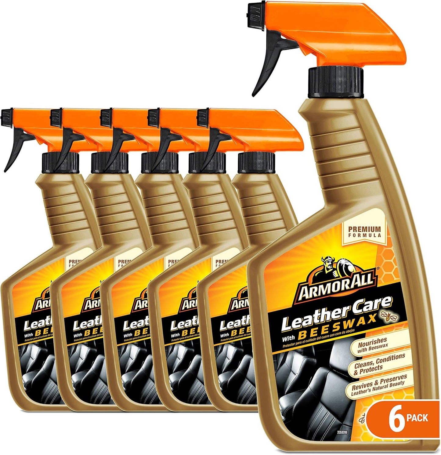 Armor All Car Leather Cleaner Spray, Beeswax Leather Care Spray for Cars, Trucks, Motorcycles, 16 Oz Each
