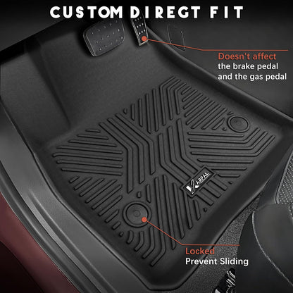 KARPAL Floor Mats for 2007-2013 Chevy Silverado & GMC Sierra 1500 Crew Cab / 2007-2014 2500/3500 HD(Footwell Coverage), All-Weather TPE Custom Fit Floor Liners Car Accessories