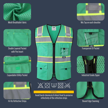 JKSafety Safety Vest for Men Women Hi Vis Relfective Vest with Pockets High Visibility Meet ANSI Standard