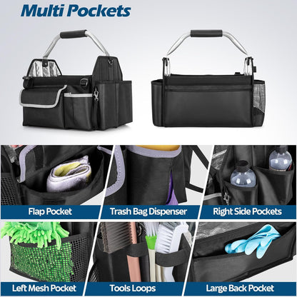 HODRANT Wearable Detailing Caddy, Quick Load Collapsible Car Care Bag with Handle & Shoulder Strap, Detail Carry Organizer with Multi Pockets for Auto Cleaning Supplies & Vehicle Wash Tools, Bag Only