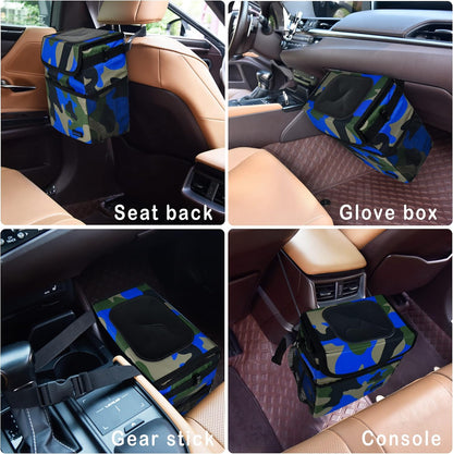 SIBOFUEGO Cute Car Trash Can with Lid – Multipurpose Collapsible Trash Bin for Car, Leak-Proof Organizer, Waterproof Garbage Can with Storage Pockets & Adjustable Straps, 2 Gallons (Black Leopard)
