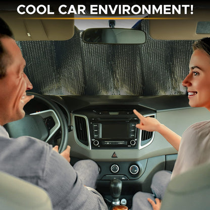 EcoNour Accordion Car Windshield Sun Shade | Car Sun Visor to Protect Harmful UV Rays | Foldable Automotive Windshield Sunshades | Window Sun Blocker to Keep Your Vehicle Cool & Comfort - 58" x 28"