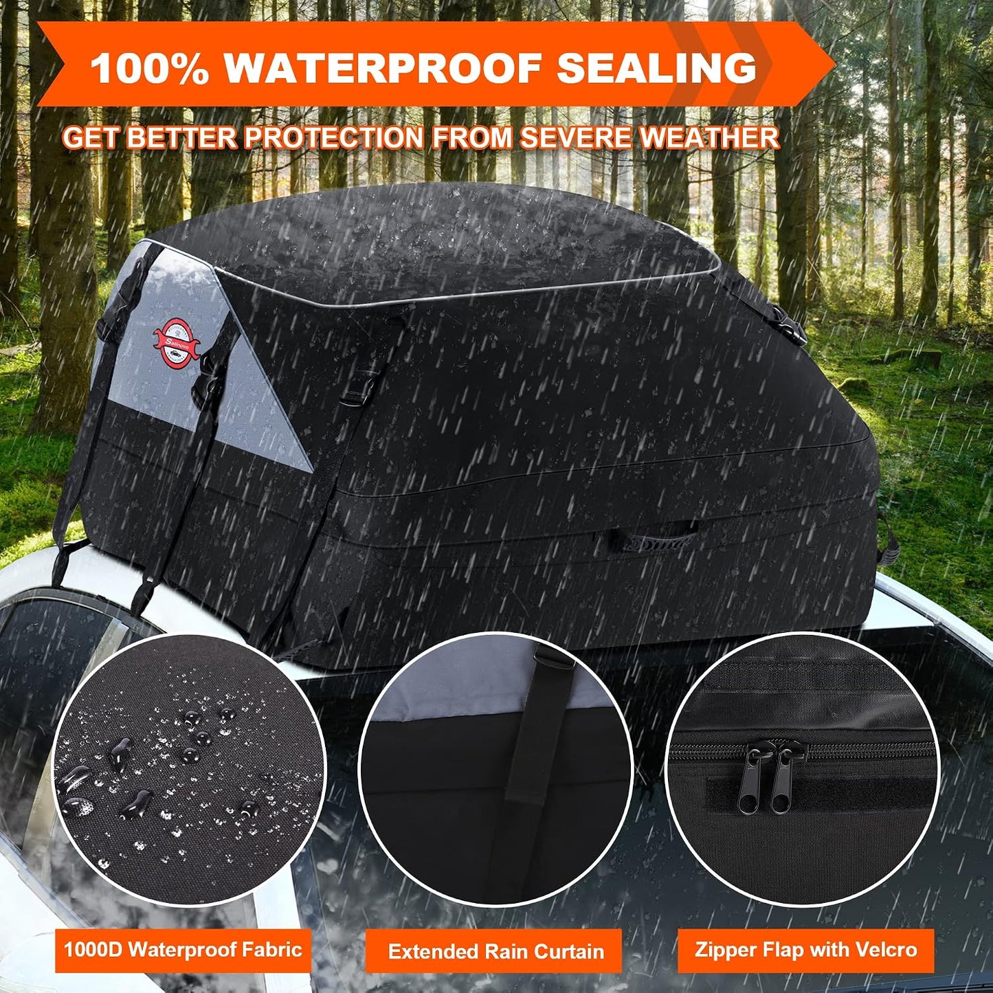 Sailnovo Rooftop Cargo Carrier Roof Bag, 20 Cubic feet Soft Waterproof Car Roof Bag fit Cars with/Without Rack, 6 Tie-Down Straps, 6 Door Hooks, Foldable Car Top Carrier for Road Trip Camping Travel