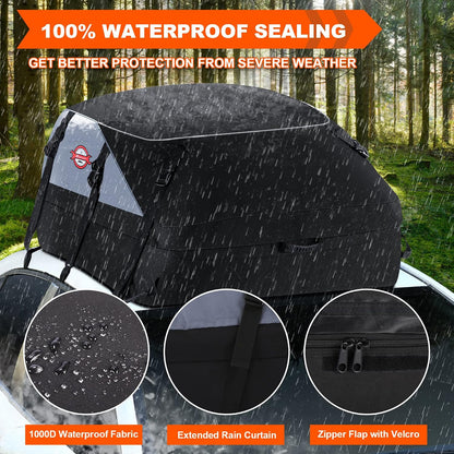 Sailnovo Rooftop Cargo Carrier Roof Bag, 20 Cubic feet Soft Waterproof Car Roof Bag fit Cars with/Without Rack, 6 Tie-Down Straps, 6 Door Hooks, Foldable Car Top Carrier for Road Trip Camping Travel
