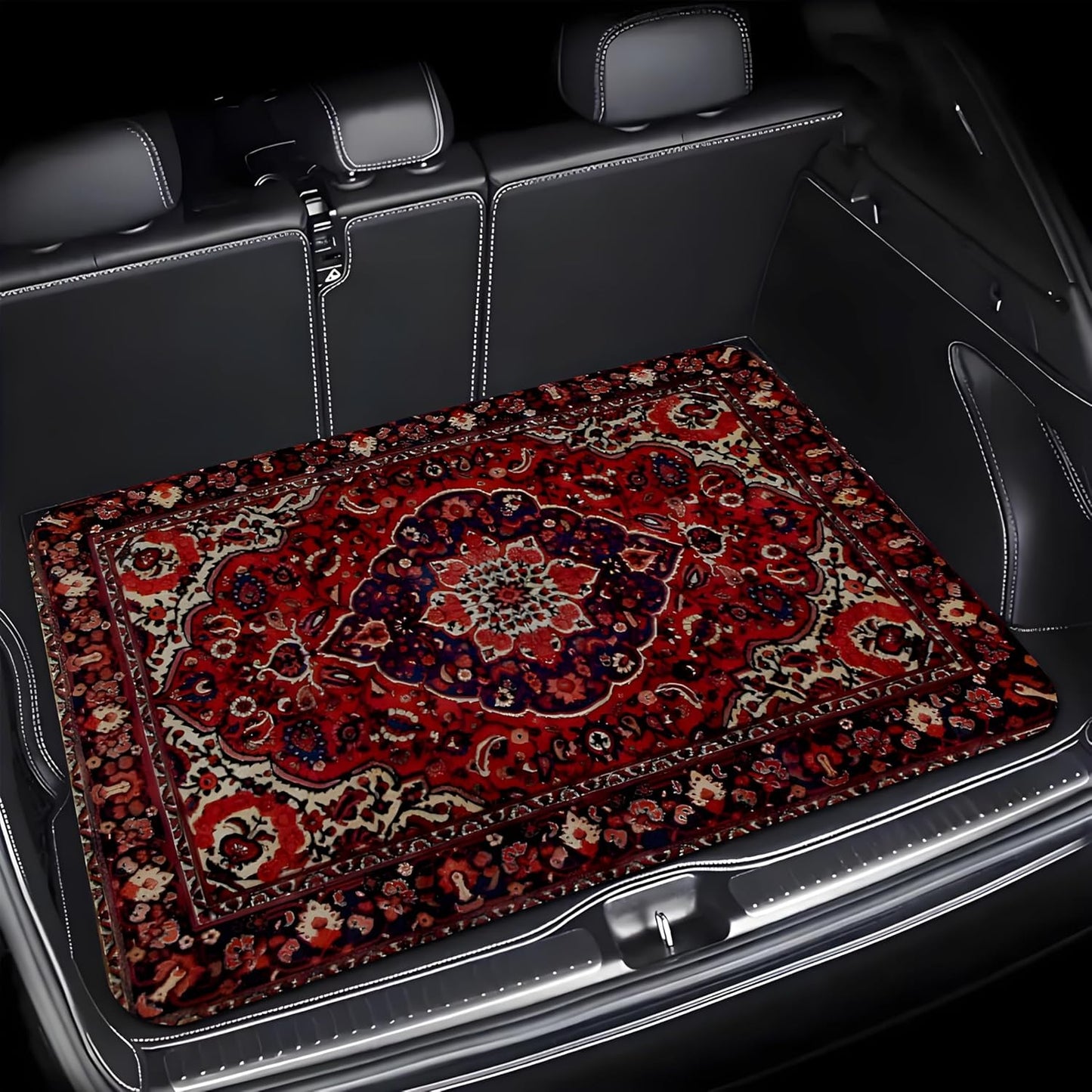 Universal Car Trunk Mat 29" x 39",Purple Colorful Flowers All Weather Trunk Protection Cargo Liner, Durable Cargo Mat Rear Trunk Liner,Stylish Vehicle Interior Accessories Suitable for Most Car Models