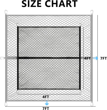 Cargo Net for SUV with Hooks, Adjustable Highly Elastic Storage Organizer Net for Car, Pickup Trucks,Mesh Organizer 2.6'x2' Stretches to 5'x4',Road Trip Essentials Black