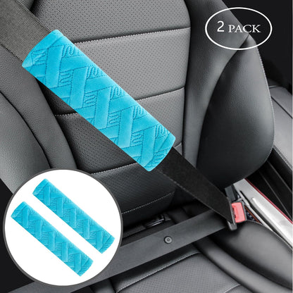 Amooca 2-Pack Soft Seat Belt Covers Universal Car Shoulder Pad Cushions with Braid Pattern for Comfortable Driving & Bag Strap Protection Red