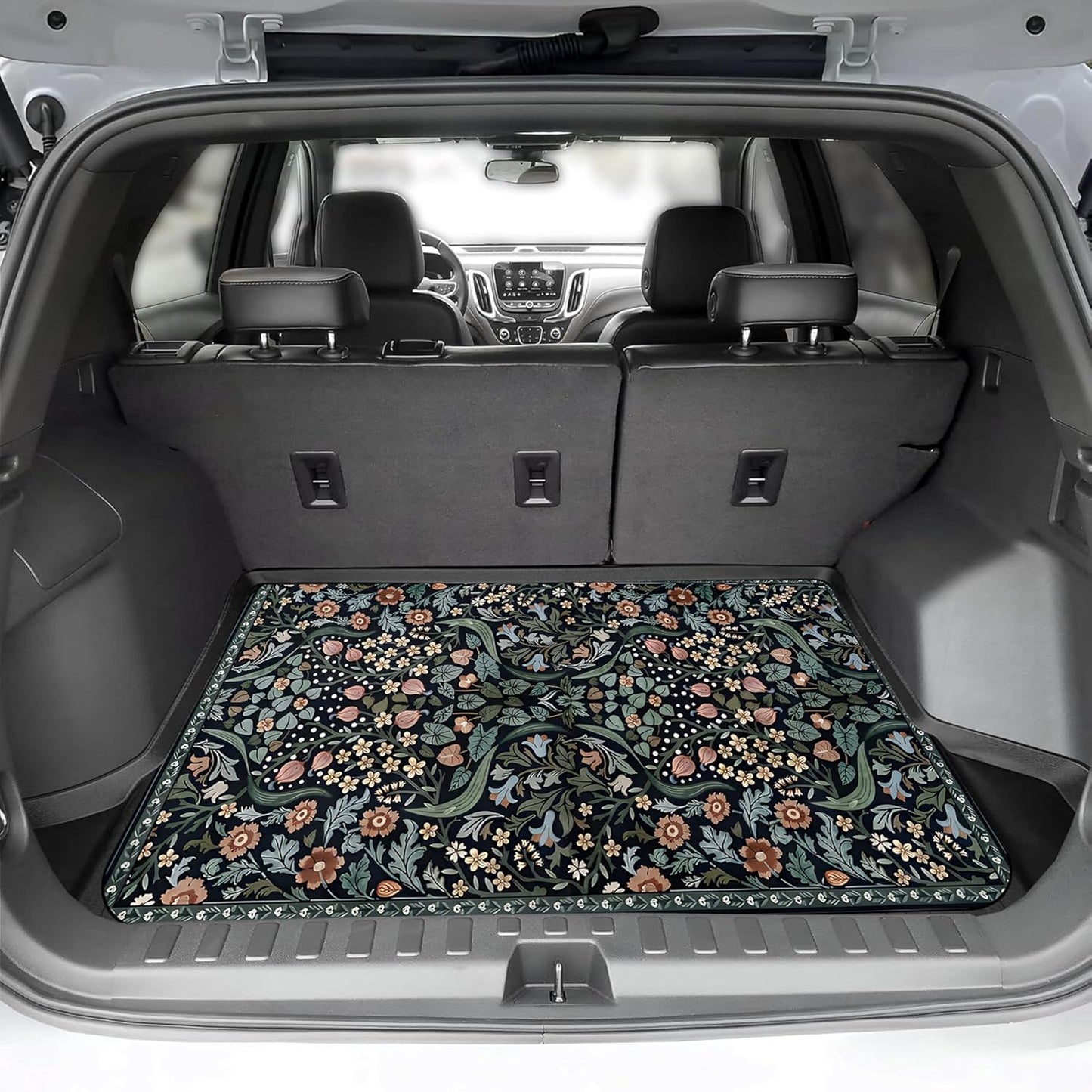 Universal Car Trunk Mat 29" x 39",Purple Colorful Flowers All Weather Trunk Protection Cargo Liner, Durable Cargo Mat Rear Trunk Liner,Stylish Vehicle Interior Accessories Suitable for Most Car Models
