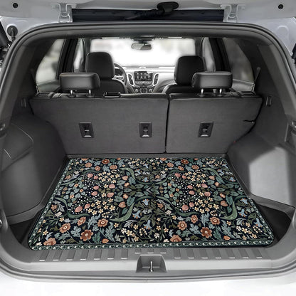 Universal Car Trunk Mat 29" x 39",Purple Colorful Flowers All Weather Trunk Protection Cargo Liner, Durable Cargo Mat Rear Trunk Liner,Stylish Vehicle Interior Accessories Suitable for Most Car Models