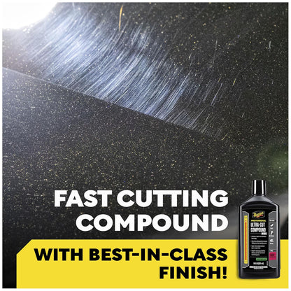 Meguiar’s Mirror Glaze M105 Ultra-Cut Compound, Car Rubbing Compound for Removing Scratches and Heavy Swirls While Adding Shine, Safe and Effective on All Glossy Car Paint and Clear Coats, 8 oz