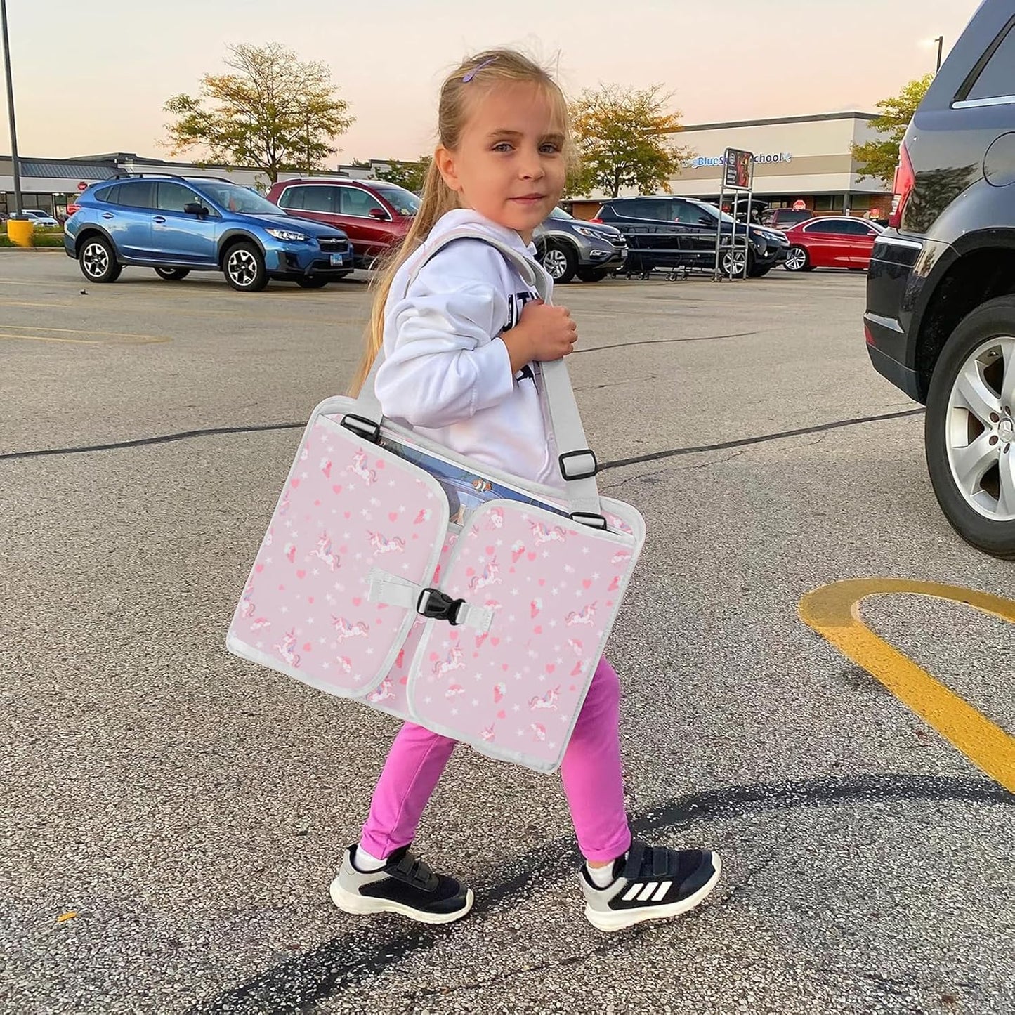 MENZOKE Kids Travel Tray for Toddler Car Seat, Road Trip Activities for Kids with iPad Holder Stand & Dry Erase Board, Road Trip Essentials Accessories Lap Tray as Travel Gifts for Kid, Pink