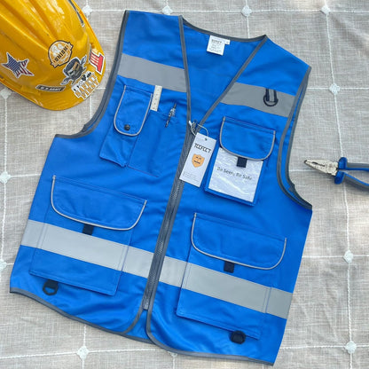 TCCFCCT Safety Vest for Men Women 9 Pockets High Visibility Vest for Safety, Reflective Work Vest with Reflective Strips, Meets ANSI/ISEA Standards, (Yellow, Large)