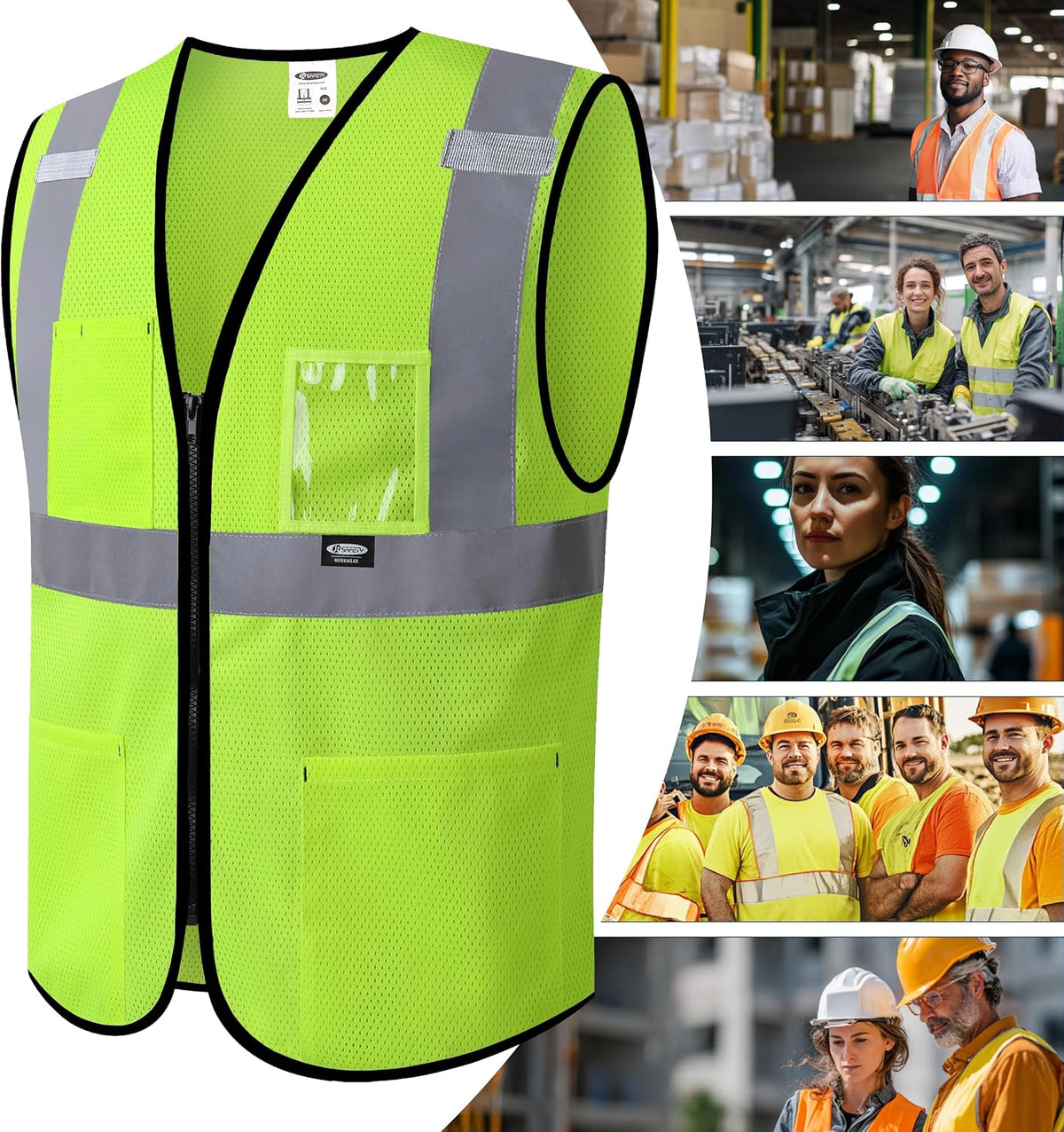 JKSafety Safety Vest for men women Hi Vis Vest with Pockets and Zipper High Visibility Meet ANSI Standard（BX310