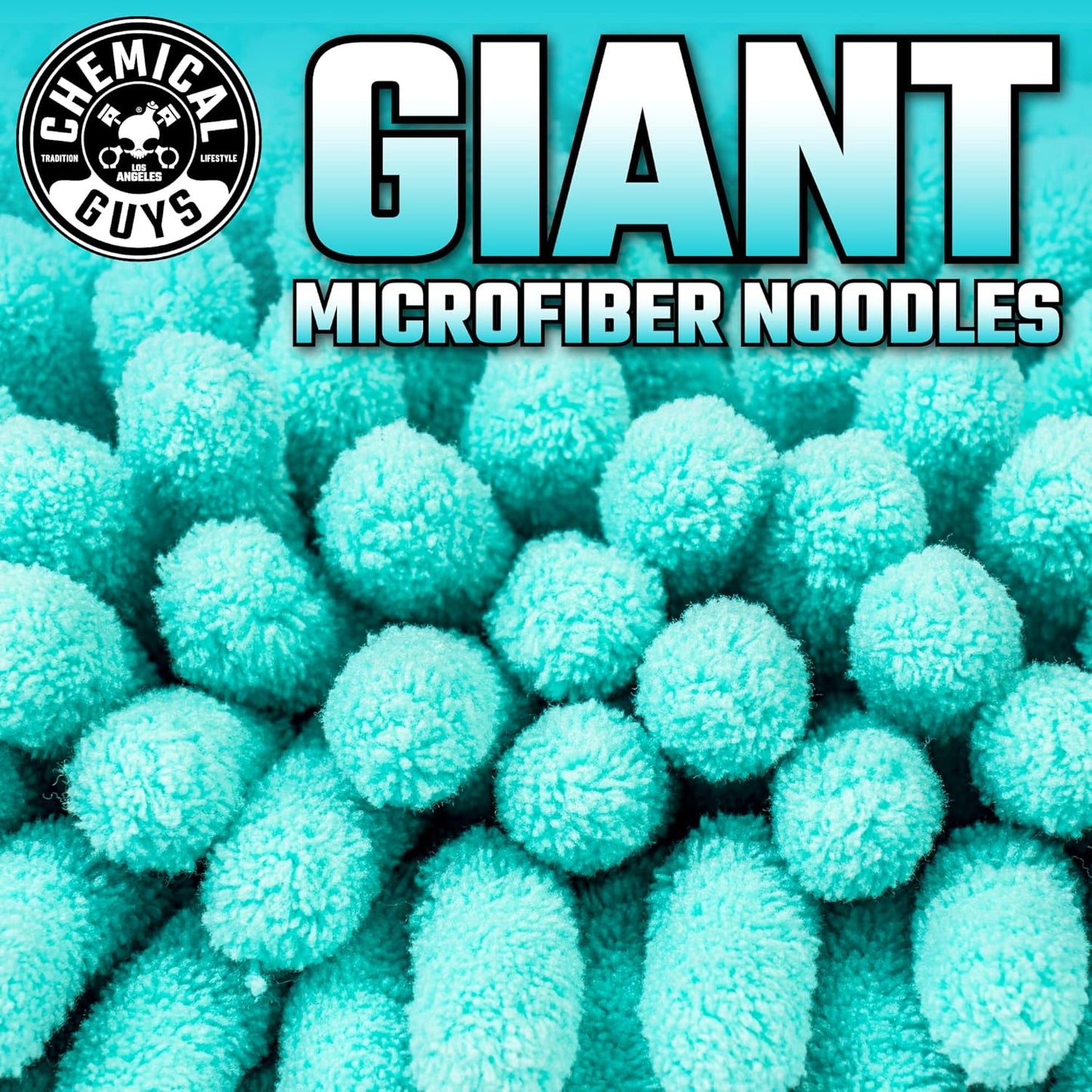Chemical Guys MIC513 Big Noodle Chenille Microfiber Scratch Free Supersized Car Wash Mitt for Cars, Trucks, SUVs, RVs & More, Turquoise (11" x 12")