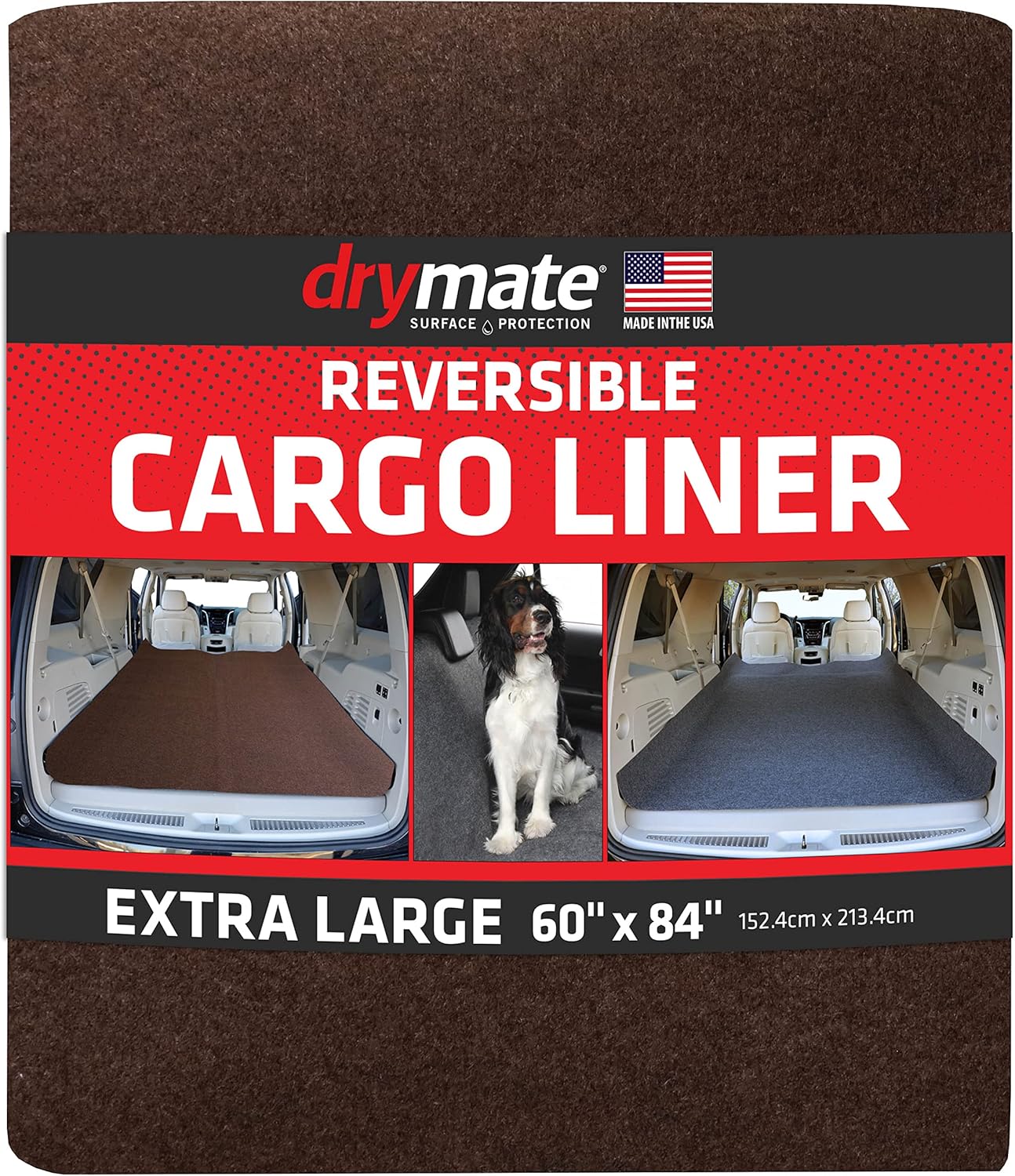 Drymate Cargo Liner Mat (60” x 72”), Dog Seat Cover, Trunk Liner, Absorbent, Waterproof, Machine Washable, Protects Vehicle Interior, for SUVs, Trucks, Vans, Cars (Made in The USA)