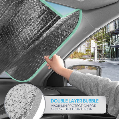 Iridescent Matte White Front Windshield Sunshade-Accordion Folding Auto Shade for Car Truck SUV-Blocks UV Rays Sun Visor Protector-Keeps Your Vehicle Cool- 58 x 27 in