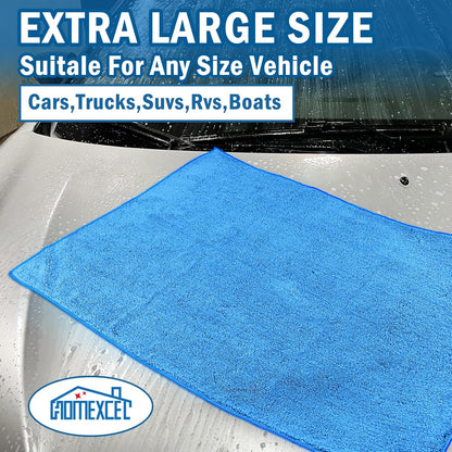 HOMEXCEL Professional Large Microfiber Car Drying Towels 2 Pack, Lint Free, Scratch Free, Highly Absorbent Drying Towel for Cars, SUVs, RVs, Trucks, and Boats,31" x 24",Grey