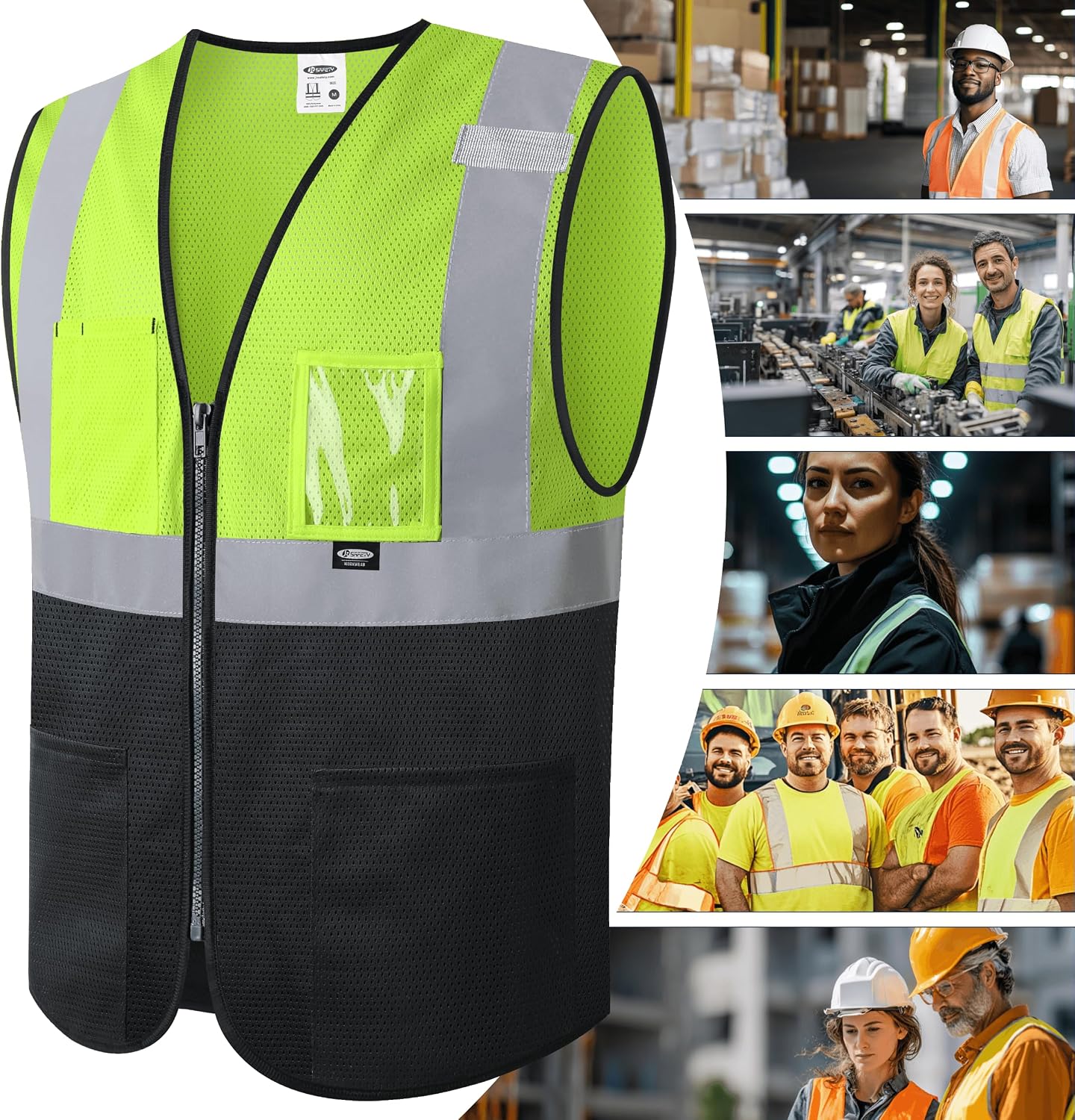 JKSafety Safety Vest for men women Hi Vis Vest with Pockets and Zipper High Visibility Meet ANSI Standard（BX310